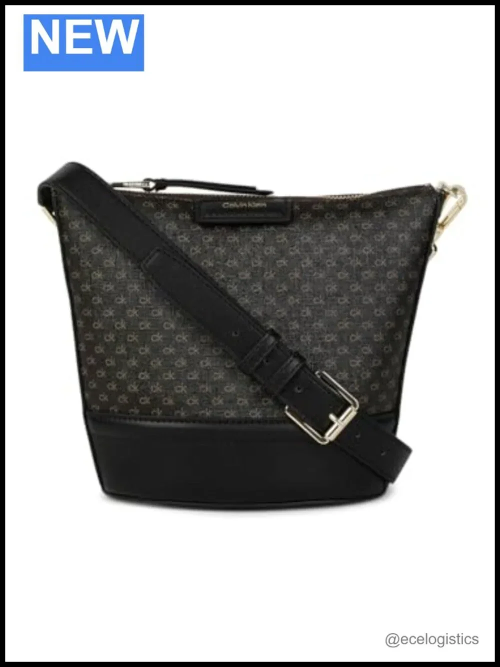 Calvin Klein Ash North/South Crossbody Bag Faux Leather Womens Shoulder Purse